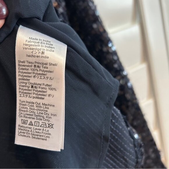 J Crew Collection Sequin Button Down Shirt Navy Size 14 - Picture 6 of 7